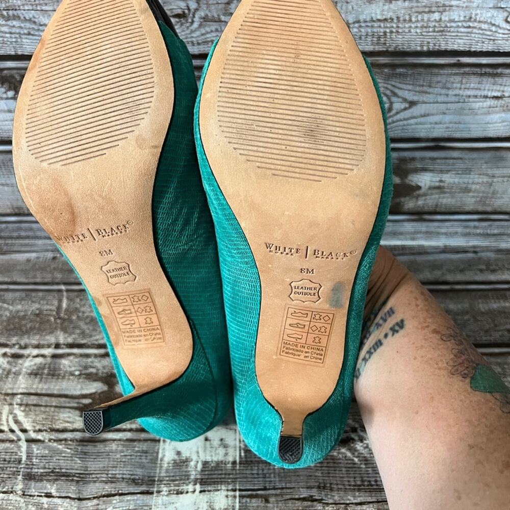 White House Black Market Turquoise Teal Heels Size 8M - Picture 7 of 9